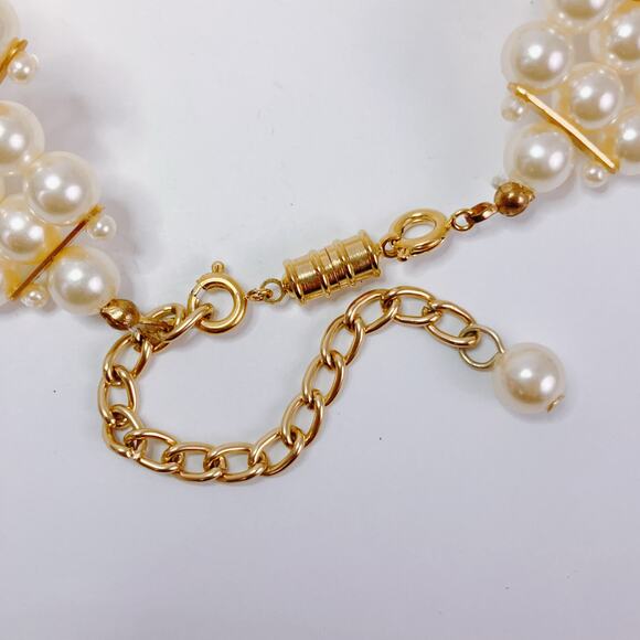 Victorian Revival Faux Pearl Cameo Statement Choker Multi Strand Necklace VTG - Picture 8 of 11